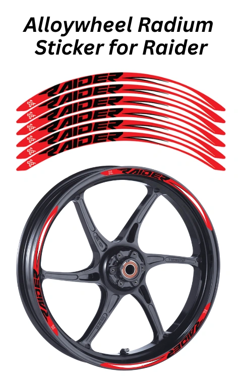 Alloy Wheel Radium Sticker Compatible with Raider | Printed In Premium Radium With FPF(Fade Protection Film), Water Proof, Precut Sticker, Pack Of 12